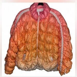 🩷🤍🧡Free People Movement Scrunchy Glossy Pippa Puffer Jacket Just Peachy Ombre